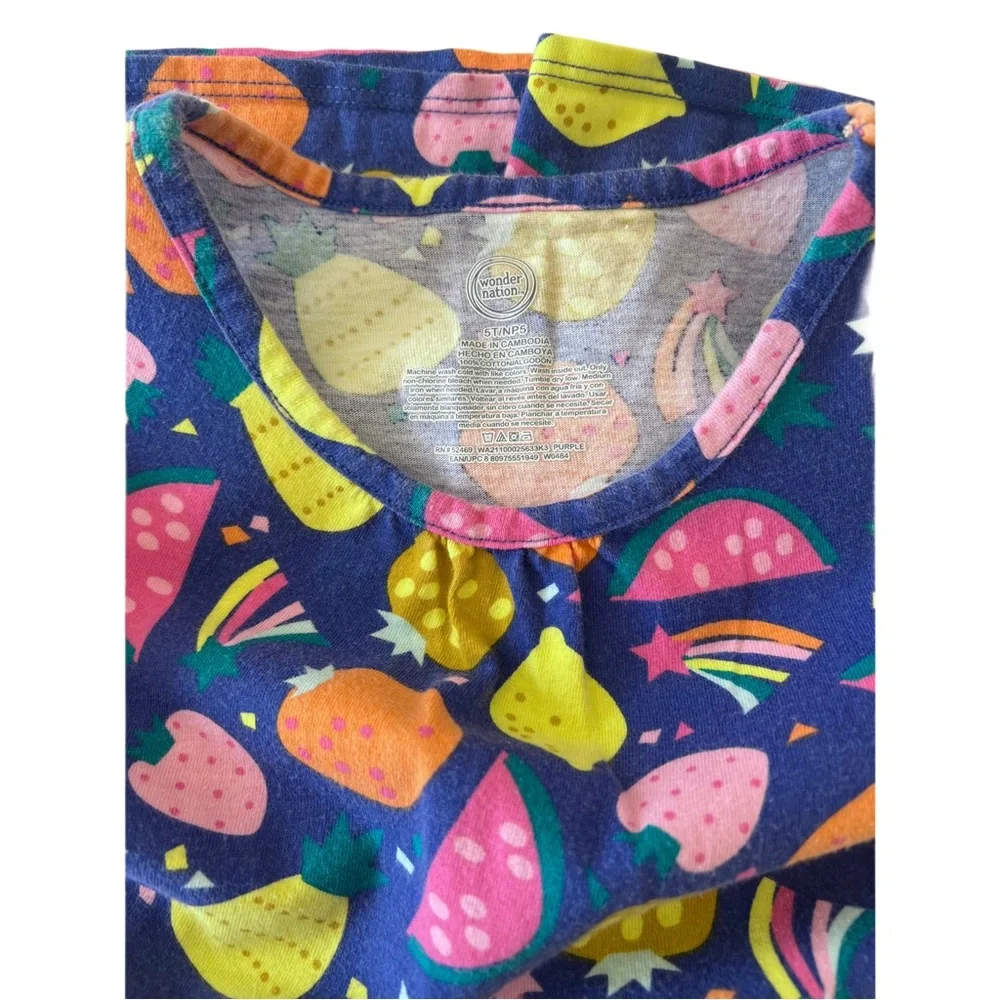 Wonder Nation Navy Fruit Print Sleeveless Dress - Yellow, Pink, Orange | Girl 5T